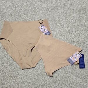 Honeylove Womens Nude Silhouette‎ Thong and High Rise Brief Underwear Set Sz S